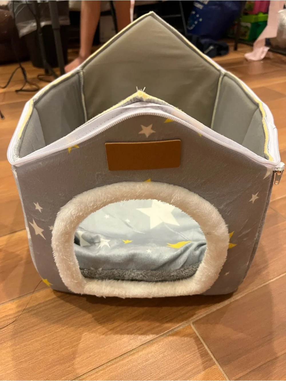 Gray Plush Pet House with Trim - Cozy Indoor Dog Bed